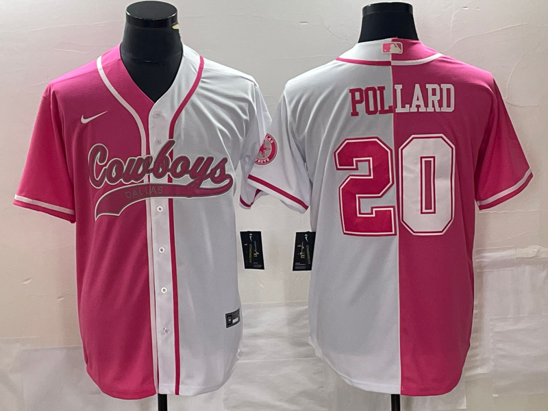 Men's Dallas Cowboys Tony Pollard #20 Pink/White Jersey Joint Edition